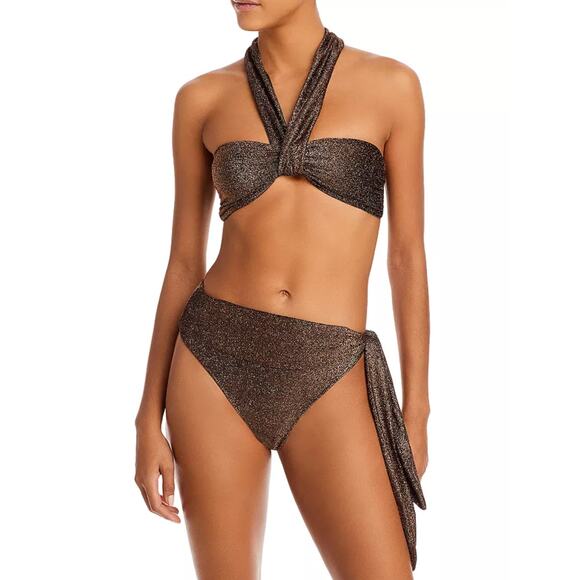 Ramy Brook Sparkle Nova Bikini Top & Sparkle Lura High Waist Bikini Bottom - Picture 1 of 6